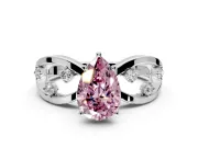 Solitaire Engagement Ring Setting for Fancy Pink Pear-Shaped Center with Criss-Cross Accent Band and Prong Head in Sterling Silver