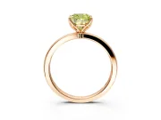 Solitaire Engagement Ring Setting for Fancy Yellow Cushion Cut Center with Thin Rounded Plain Band and Prong Head in Rose Gold