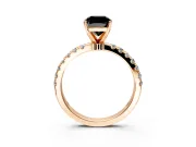 Open Basket Engagement Ring Setting for Fancy Black Cushion Cut Center with Pave Band and Prong Head in Rose Gold