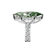 Solitaire Engagement Ring Setting for Fancy Green Marquise Center with Fine Pave Band and Prong Head in Platinum