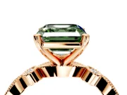 Solitaire Engagement Ring Setting for Fancy Green Asscher Cut Center with Milgrain Bezel Accents and Prong Head in Rose Gold