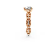 Solitaire Engagement Ring Setting for Heart-Shaped Center with Marquise Panel Band and Prong Head in Rose Gold