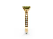 Milgrain Pave Engagement Ring Setting for Fancy Yellow Emerald Cut Center with Accent Band and Prong Head in Yellow Gold