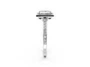 Halo Engagement Ring Setting for Princess Cut Center with Pave Accents, Heart Basket and Prong Head in White Gold