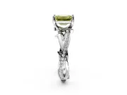Solitaire Engagement Ring Setting for Fancy Yellow Emerald Cut Center with Pave and Plain Crossover Band and Prong Head in Platinum
