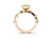 Solitaire Engagement Ring Setting for Fancy Yellow Asscher Cut Center with Bezel Station Band and Prong Head in Rose Gold
