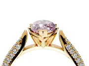 Solitaire Engagement Ring Setting for Fancy Pink Marquise Center with Multi-Row Accents and Prong Head in Yellow Gold