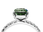 Solitaire Engagement Ring Setting for Fancy Green Radiant Cut Center with Shared-Prong Accents and Prong Head in Platinum