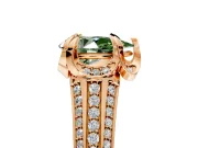 Solitaire Engagement Ring Setting for Fancy Green Pear-Shaped Center with Accented Split Shank and Prong Head in Rose Gold
