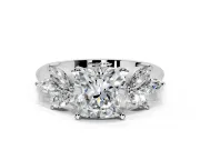 Floral Cluster Engagement Ring Setting for Cushion Cut Center with Marquise Accents and Prong Head in Platinum