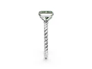 Solitaire Engagement Ring Setting for Fancy Green Radiant Cut Center with Plain Twisted Rope Band and Prong Head in Sterling Silver