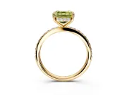 Solitaire Engagement Ring Setting for Fancy Yellow Asscher Cut Center with Fine Pave Band and Prong Head in Yellow Gold