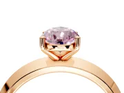 Solitaire Engagement Ring Setting for Fancy Pink Pear-Shaped Center with Wide Knife Ridge Band and Prong Head in Rose Gold