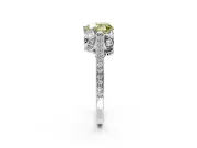 Cathedral Engagement Ring Setting for Fancy Yellow Heart-Shaped Center with Antique-Style Pave Band and Prong Head in Sterling Silver