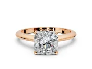 Solitaire Engagement Ring Setting for Cushion Cut Center with Knife Ridge Band and Claw Prong Head in Rose Gold