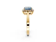 Starburst Halo Engagement Ring Setting for Fancy Blue Princess Cut Center with Flat Cathedral Band and Prong Head in Yellow Gold