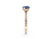 Solitaire Engagement Ring Setting for Fancy Blue Round Cut Center with Fine Pave Band and Prong Head in Rose Gold