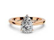 Solitaire Engagement Ring Setting for Pear-Shaped Center with Open Cathedral Shoulders and Prong Head in Rose Gold