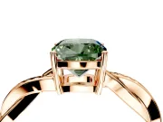 Solitaire Engagement Ring Setting for Fancy Green Cushion Cut Center with Twisted Pave Band and Prong Head in Rose Gold