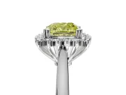 Starburst Halo Engagement Ring Setting for Fancy Yellow Cushion Cut Center with Thin Round-Wire Band and Prong Head in White Gold