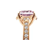 Floral Engagement Ring Setting for Fancy Pink Princess Cut Center with Four Accent Clusters and Prong Head in Rose Gold