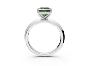 Solitaire Engagement Ring Setting for Fancy Green Princess Cut Center with Wide Knife Ridge Band and Prong Head in Sterling Silver