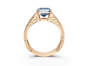 Split Shank Engagement Ring Setting for Fancy Blue Asscher Cut Center with Pave Split Shank and Prong Head in Rose Gold