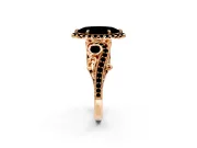 Milgrain Halo Engagement Ring Setting for Fancy Blue Marquise Center with Shoulder Bezels and Prong Head in Rose Gold