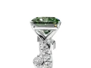 Solitaire Engagement Ring Setting for Fancy Green Radiant Cut Center with Bar-Station Pave Twist and Prong Head in Sterling Silver