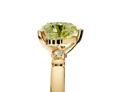 Solitaire Engagement Ring Setting for Fancy Yellow Heart-Shaped Center with Beaded Shoulders and Prong Head in Yellow Gold