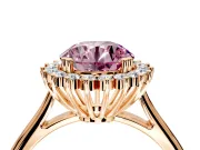 Starburst Halo Engagement Ring Setting for Fancy Pink Round Cut Center with Thin Round-Wire Band and Prong Head in Rose Gold