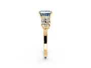 Cluster Engagement Ring Setting for Fancy Blue Princess Cut Center with 2-Row Shoulder Clusters and Prong Head in Yellow Gold