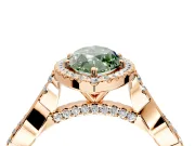 Halo Engagement Ring Setting for Fancy Green Marquise Center with Twist Band and Prong Head in Rose Gold