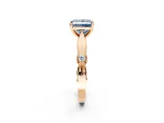 Solitaire Engagement Ring Setting for Fancy Blue Princess Cut Center with Carved Leaf Shoulders and Prong Head in Rose Gold