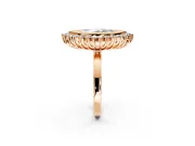 Halo Engagement Ring Setting for Marquise Center with Milgrain Bezel Rim, Plain Band and Prong Head in Rose Gold