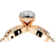 Solitaire Engagement Ring Setting for Emerald Cut Center with Criss-Cross Accent Band and Prong Head in Rose Gold