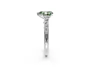 Cluster Engagement Ring Setting for Fancy Green Pear-Shaped Center with Round Cut Accent Band and Prong Head in Sterling Silver