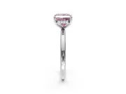 Hidden Halo Engagement Ring Setting for Fancy Pink Princess Cut Center with Thin Round-Wire Band and Prong Head in Platinum