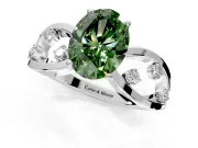 Solitaire Engagement Ring Setting for Fancy Green Oval Center with Criss-Cross Accent Band and Prong Head in Platinum