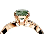Crossover Engagement Ring Setting for Fancy Green Cushion Cut Center with Pave and Plain Strands and Prong Head in Rose Gold