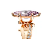 Solitaire Engagement Ring Setting for Fancy Pink Marquise Center with Pave and Plain Crossover Band and Prong Head in Rose Gold
