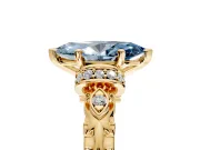 Solitaire Engagement Ring Setting for Fancy Blue Marquise Center with Filigree Band and Prong Head in Yellow Gold