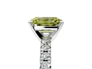 Solitaire Engagement Ring Setting for Fancy Yellow Emerald Cut Center with Large Accents and Prong Head in Platinum