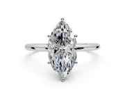 Solitaire Engagement Ring Setting for Marquise Center with Straight Thin Band and Prong Head in Platinum