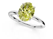 Hidden Halo Engagement Ring Setting for Fancy Yellow Oval Center with Thin Rounded Band and Prong Head in Platinum