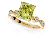 Solitaire Engagement Ring Setting for Fancy Yellow Radiant Cut Center with Milgrain Bezel Accents and Prong Head in Yellow Gold