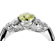Cluster Engagement Ring Setting for Fancy Yellow Pear-Shaped Center with Round Cut Accent Frame and Prong Head in Sterling Silver