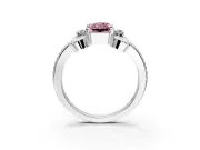 Solitaire Engagement Ring Setting for Fancy Pink Radiant Cut Center with Twisted Band and Scroll Prong Head in White Gold