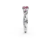 Crossover Engagement Ring Setting for Fancy Pink Cushion Cut Center with Pave and Plain Strands and Prong Head in White Gold