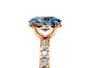 Solitaire Engagement Ring Setting for Fancy Blue Oval Center with Round Cut Pave Band and Prong Head in Rose Gold